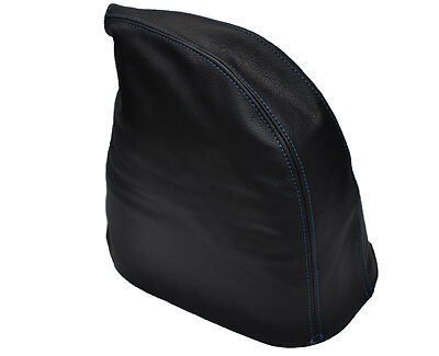 blue stitch FITS TRANSIT MK6 00-06 BLACK LEATHER HANDBRAKE FITS OVER RUBBER