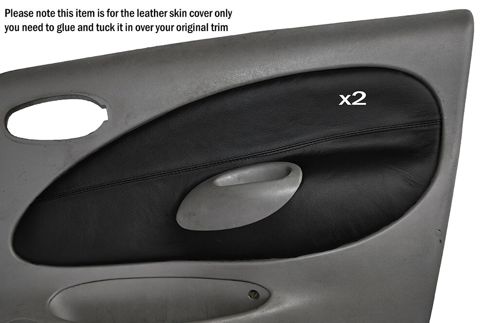 BLACK STITCH 2X FRONT DOOR CARD SKIN COVERS FITS FORD FIESTA MK4 MK5 95-02 3DR