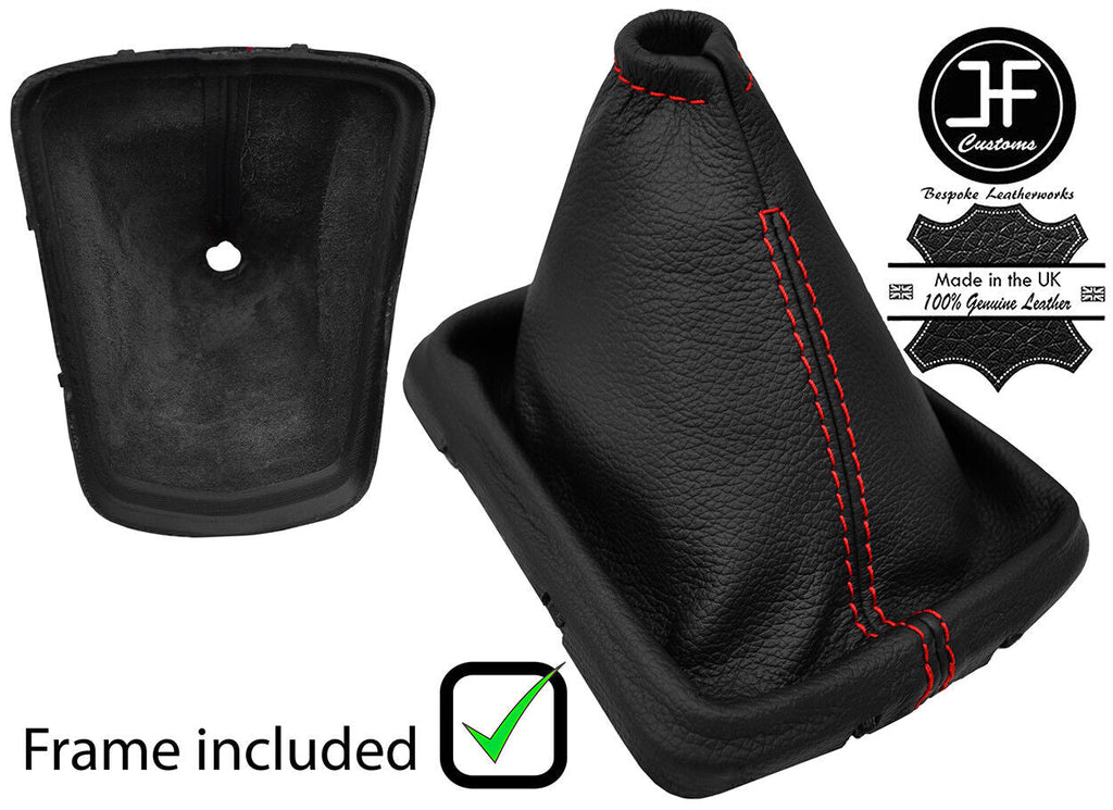 RED STITCH LEATHER GEAR GAITER+PLASTIC FRAME FITS NISSAN QASHQAI J11 13-18