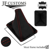 RED STITCH LEATHER GEAR GAITER + METAL FRAME FITS SUZUKI GRAND VITARA 06-13