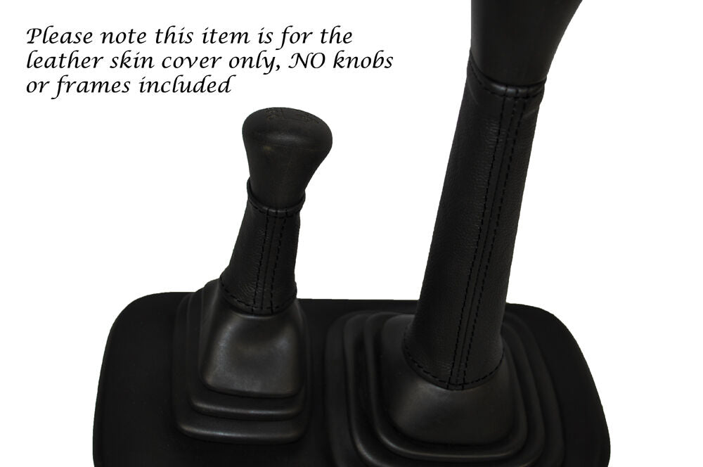 BLACK STITCH 2X GEAR STICK LEATHER SKIN COVERS FITS LAND ROVER DEFENDER 07-14