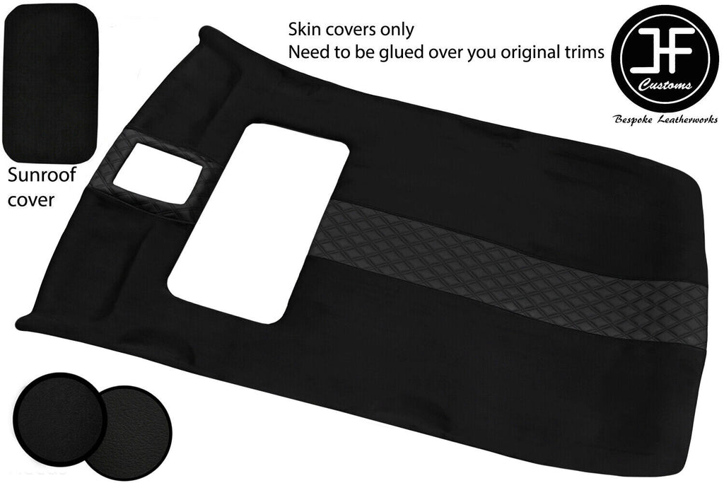 BLACK DIAMOND STITCH SUN ROOF HEADLINING LUXE SUEDE COVER FOR VW GOLF MK4 5 DR