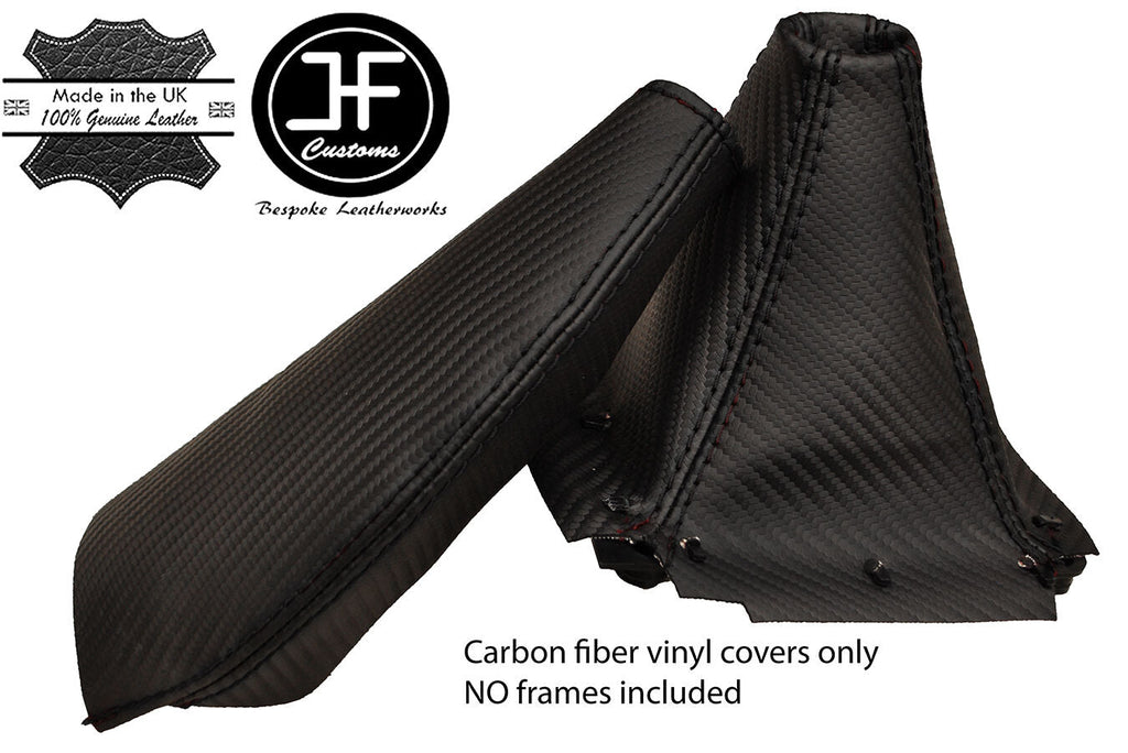 BLACK STITCHING CARBON VINYL GEAR HANDBRAKE GAITER FITS MAZDA MX5 MK2 1998-2000
