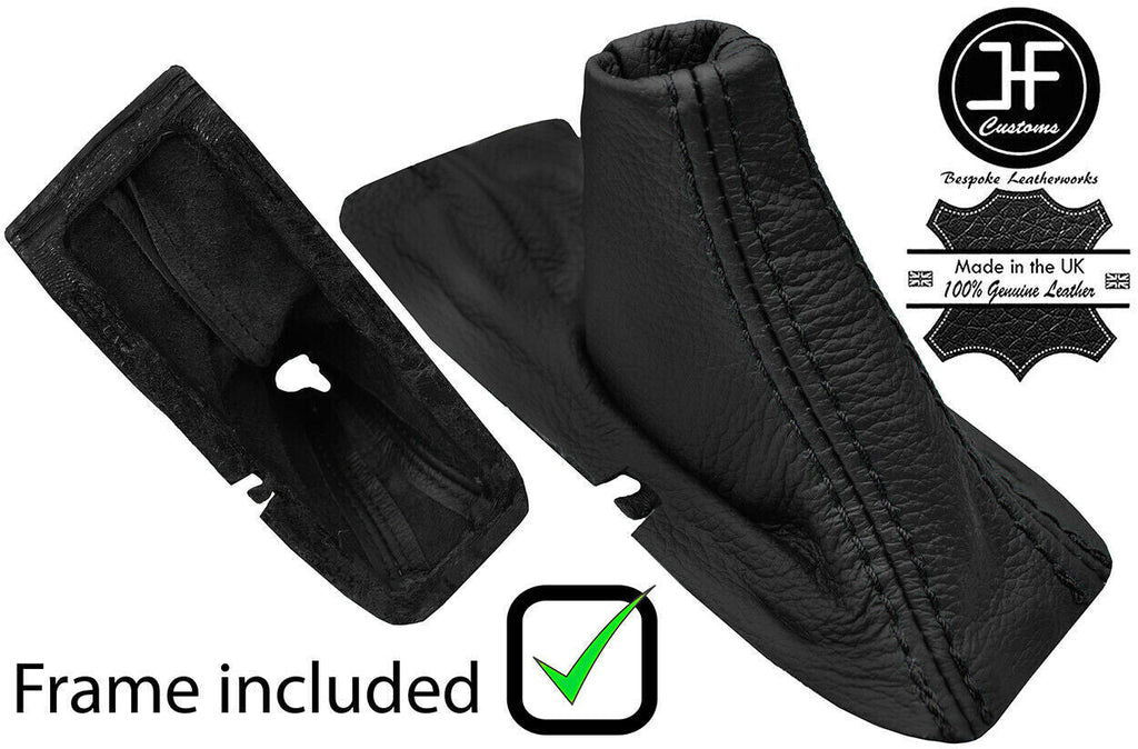 BLACK STITCH LEATHER HANDBRAKE GAITER+PLASTIC FRAME FOR VOLVO S70 1996-2000