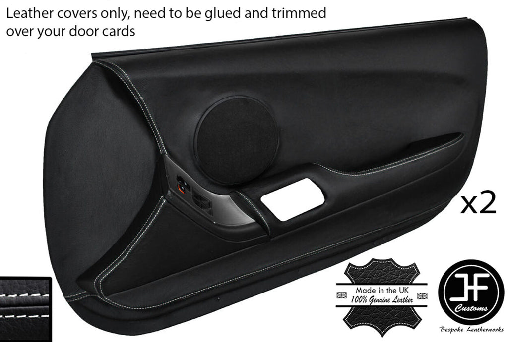 WHITE STITCH 2X FULL DOOR CARD LEATHER COVER FOR TOYOTA SUPRA MK4 93-02 STYLE 2