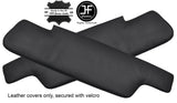 BLACK STITCHING 2X SUN VISORS REAL LEATHER COVERS FITS PORSCHE 914 1969-1976