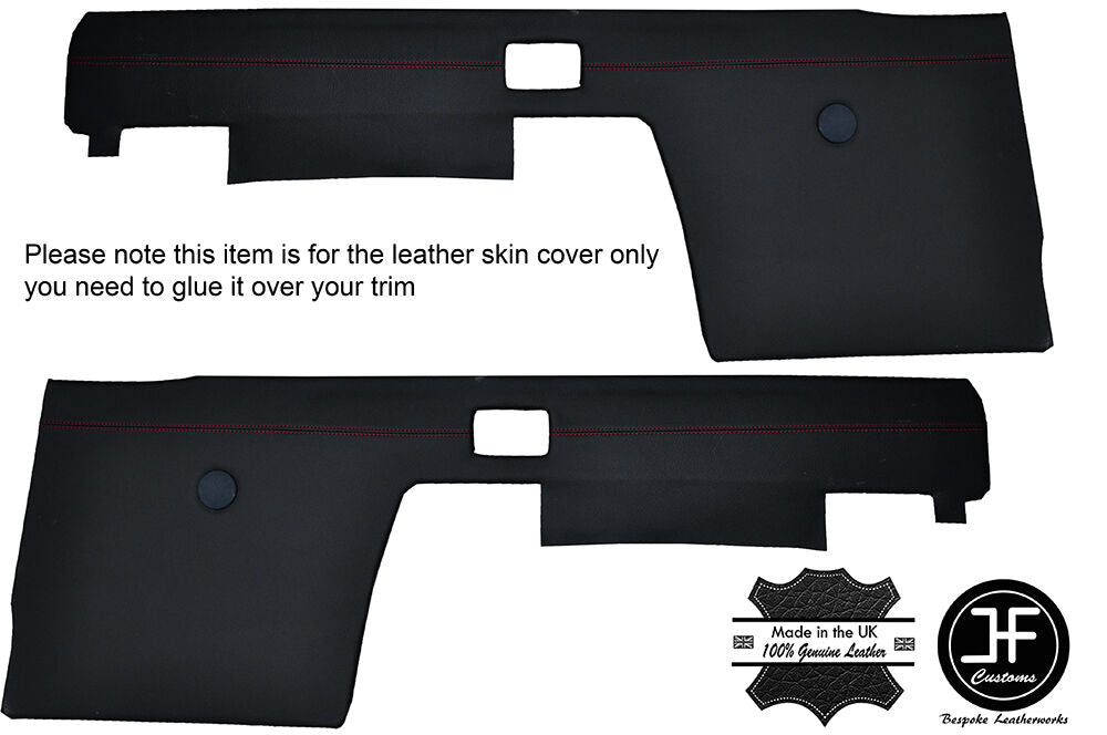 RED STITCHING 2X FRONT DOOR CARD TRIM LEATHER COVERS FITS BMW 6 SERIES E24