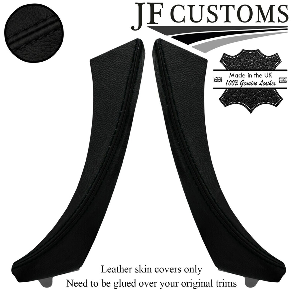 BLACK STITCH LEATHER 2X REAR DOOR HANDLE COVERS FOR BMW E90 E91 E9X CUSTOM NEW