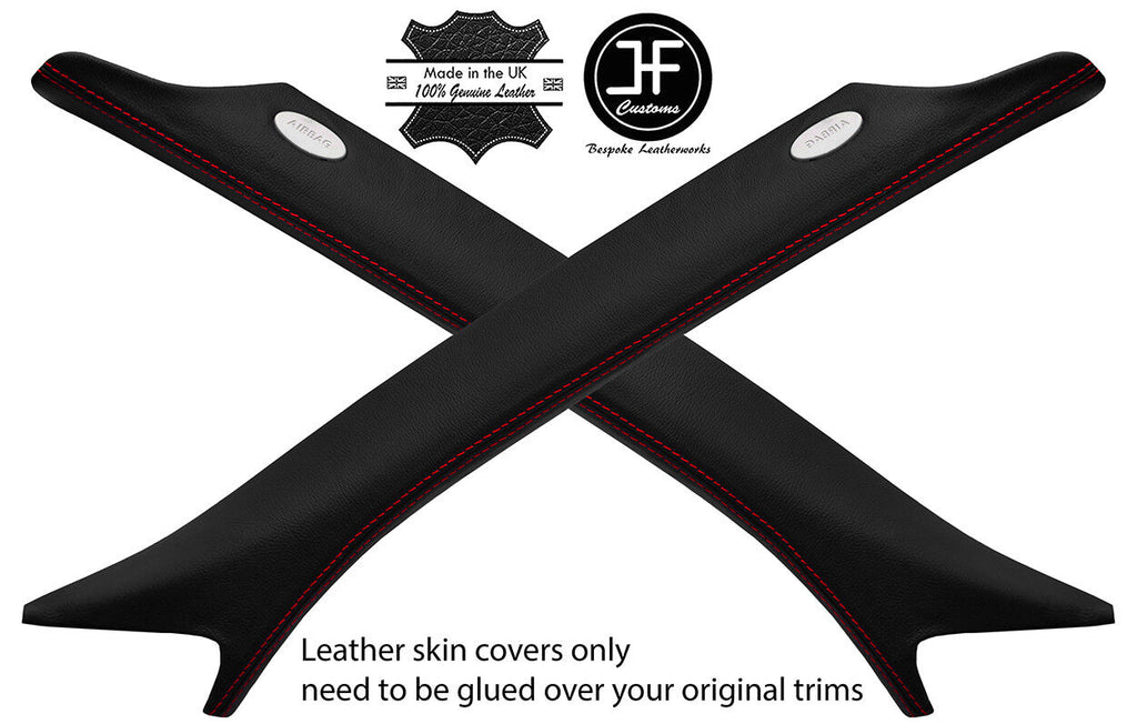 RED  STITCH 2X A PILLAR REAL LEATHER COVERS FOR RANGE ROVER SPORT 2005-2013