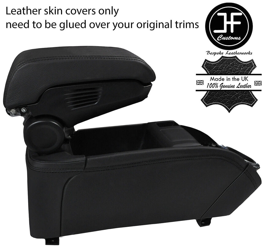 BLACK STITCH CENTRE CONSOLE TRIM & ARMREST LID LEATHER COVERS FOR BMW I3 13-19