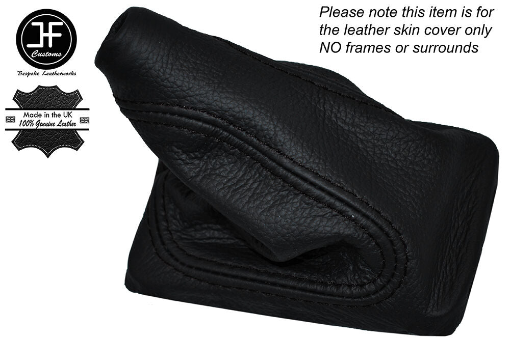 BLACK STITCH LEATHER SKIN MANUAL GEAR GAITER FITS VOLVO V60 2010-2015 CUSTOM NEW