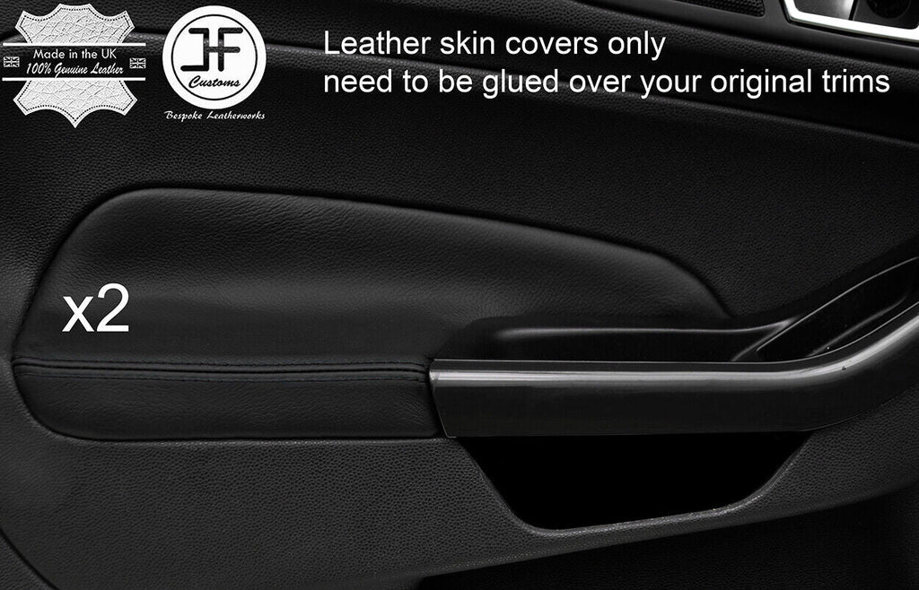 BLACK STITCH 2X FRONT DOOR ARMREST TRIM LEATHER COVER FOR FORD FIESTA MK9 5 DOOR