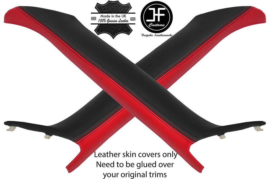BLACK&RED 2X A PILLAR 2 TONE LEATHER COVER FOR BMW MINI COOPER R50 R53 01-06
