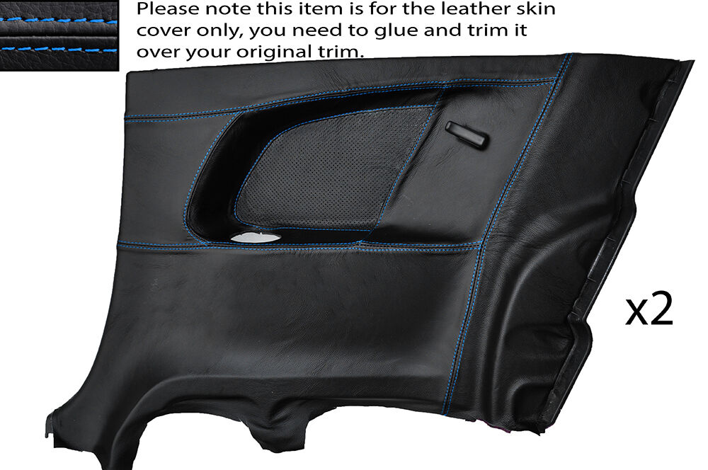 BLUE STITCH 2X FULL REAR DOOR CARD SKIN COVER FITS TOYOTA CELICA MK7 99-06
