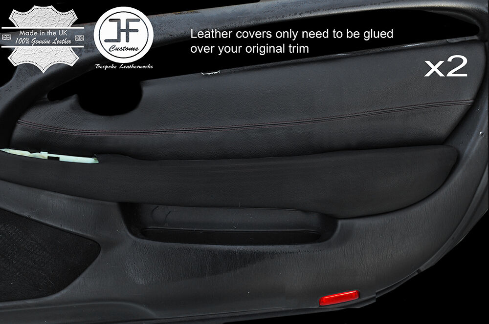 BLACK STITCH 2X FRONT DOOR CARD TRIM LEATHER COVERS FITS LEXUS SC 430 SC 01-09