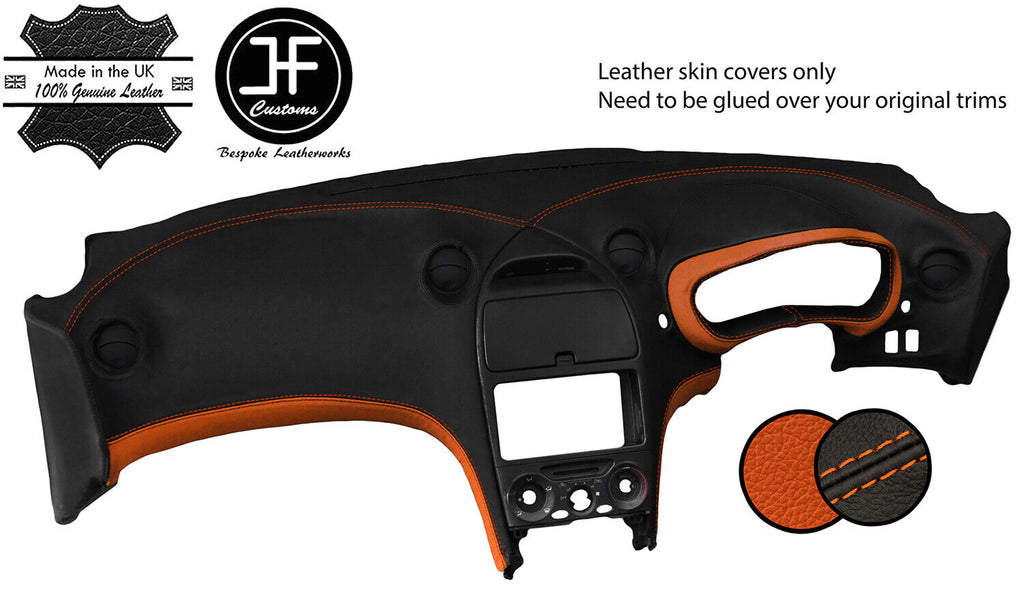 BLACK ORANGE REAL LEATHER DASH DASHBOARD COVER FITS TOYOTA CELICA MK7 1999-2006