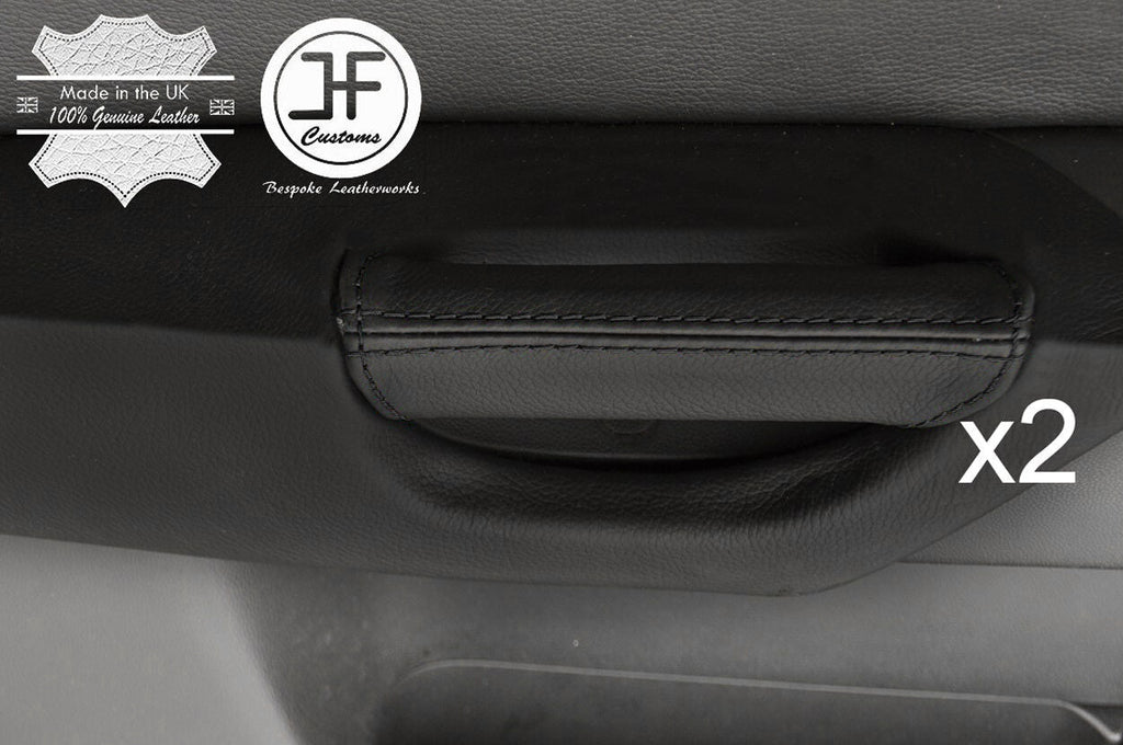 BLACK STITCHING 2X FRONT DOOR HANDLE LEATHER COVERS FITS MAZDA 3 03-09 5 DOOR