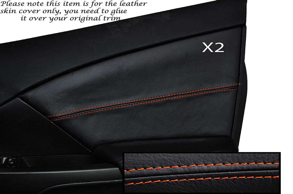 ORANGE STITCH 2X FRONT DOOR CARD TRIM SKIN COVER FITS HONDA CIVIC SE SE-T EX 12+