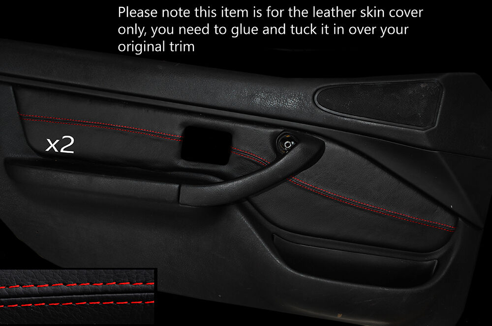 RED STITCHING 2X FRONT DOOR CARD TRIM SKIN COVER FITS BMW Z3 1995-2004