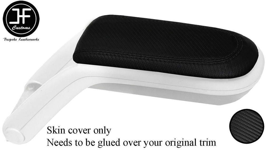 BLACK STITCH CARBON VINYL ARMREST LID COVER FOR BMW MINI R55 R56 R57 07-14