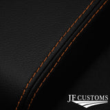 ORANGE STITCH LEATHER ARMREST ELASTICATED SKIN COVER FITS AUDI A3 8P S3 03-12