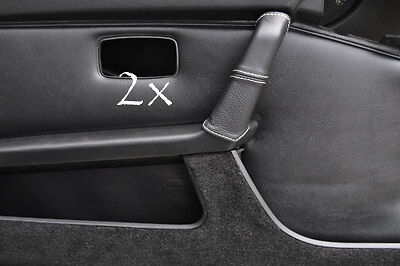 FITS PORSCHE 924 944 968 2X DOOR HANDLE LEATHER COVERS white stitch CUSTOM NEW