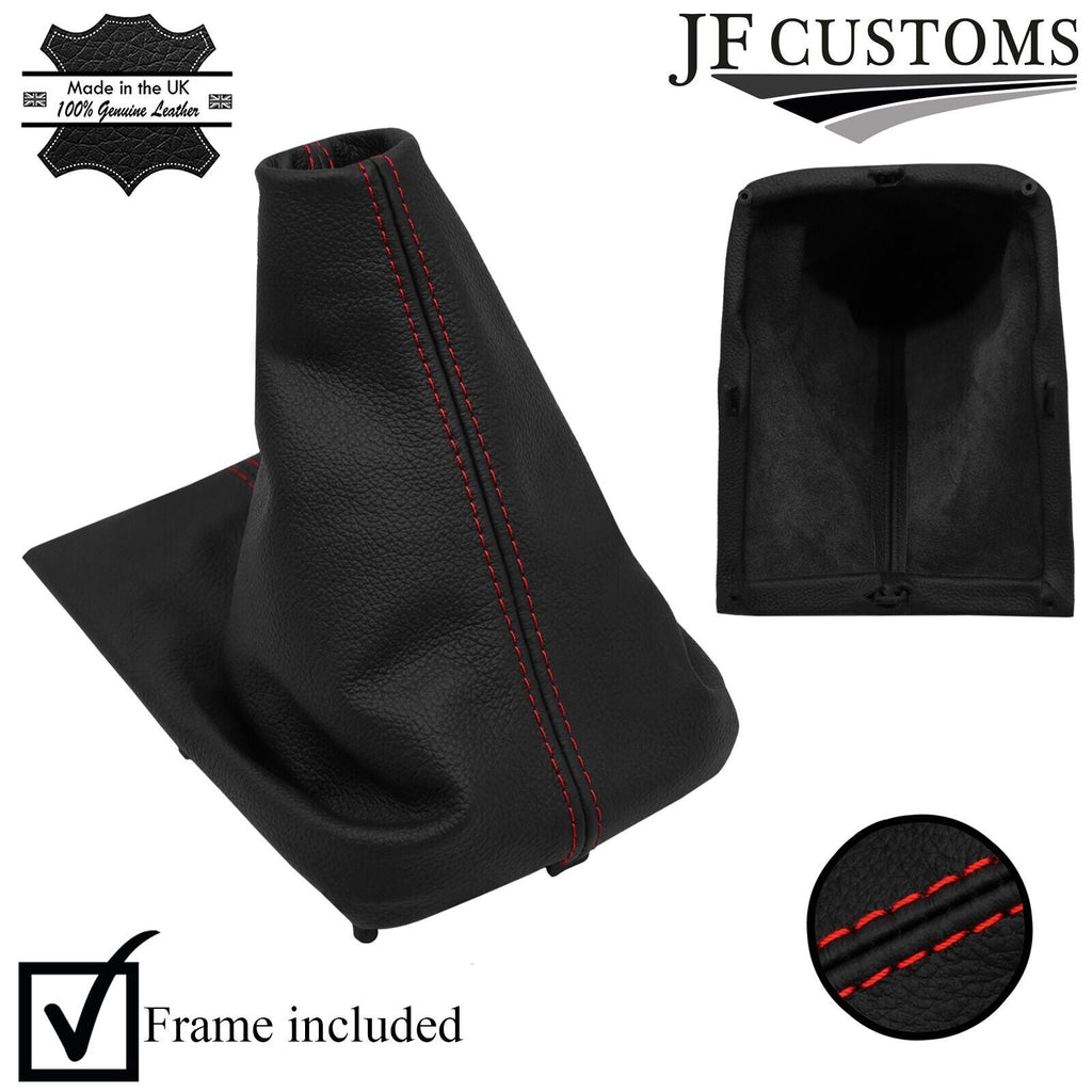 RED STITCH LEATHER GEAR COVER + PLASTIC FRAME FITS ISUZU D MAX 2002-2012