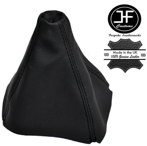 BLACK STITCHING BLACK REAL LEATHER GEAR GAITER FITS VOLVO S80 1998-2006