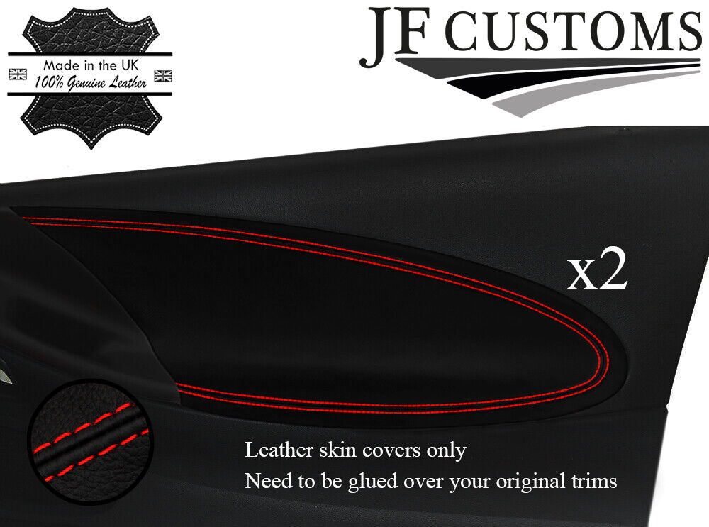 RED STITCH ITALIAN  LEATHER 2X FRONT DOOR TRIM COVER FITS FORD MUSTANG 98-04