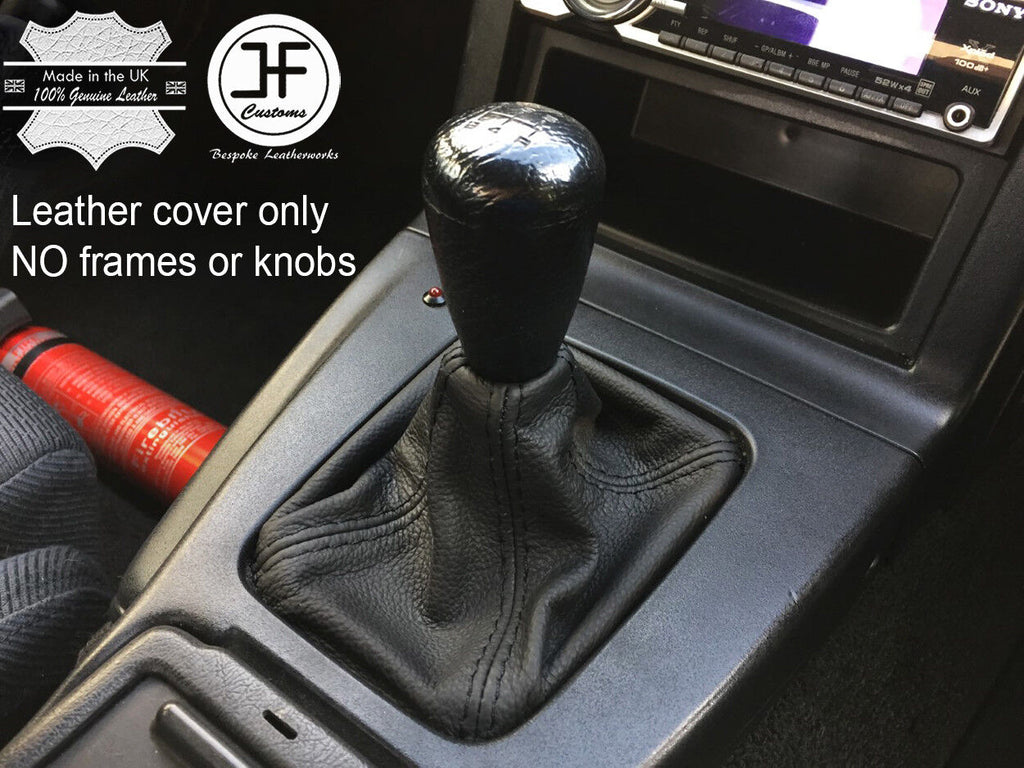 BLACK STITCHING TOP GRAIN LEATHER GEAR GAITER FOR MAZDA MX5 MK1 MIATA 1989-1997