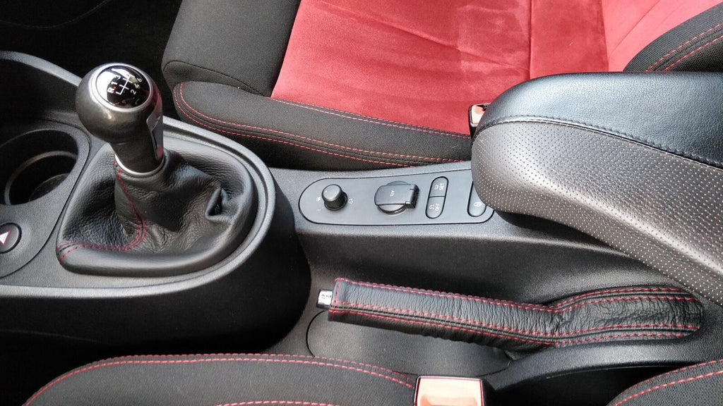 RED STITCH FITS SEAT LEON 1P 2005�2011  GEAR HANDBRAKE GAITER REAL LEATHER