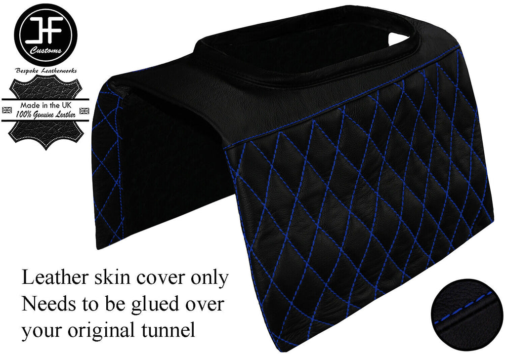 BLUE DIAMOND STITCH CONSOLE GEAR TUNNEL PADDED LTHR COVER FOR DEFENDER 90 110