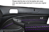 PURPLE STITCH 2X DOOR CARD TRIM SKIN COVERS FITS HONDA CIVIC COUPE EM2