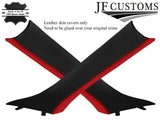 D RED & BLACK LEATHER 2X A POST PILLAR COVERS FITS BMW 3 SERIES F30 F31 11-18