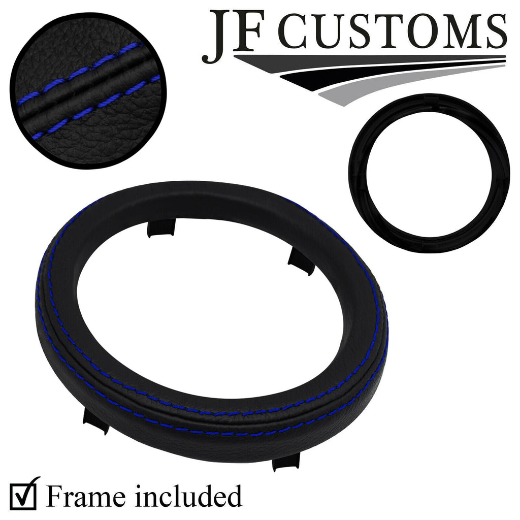 BLUE STITCH LEATHER GEAR SURROUND TRIM COVER + FRAME FITS FORD FIESTA MK6 02-08