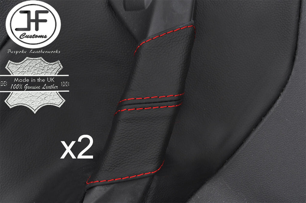 RED STITCHING 2X REAR DOOR HANDLE LEATHER COVER  FITS FORD KUGA MK2 2013-2017