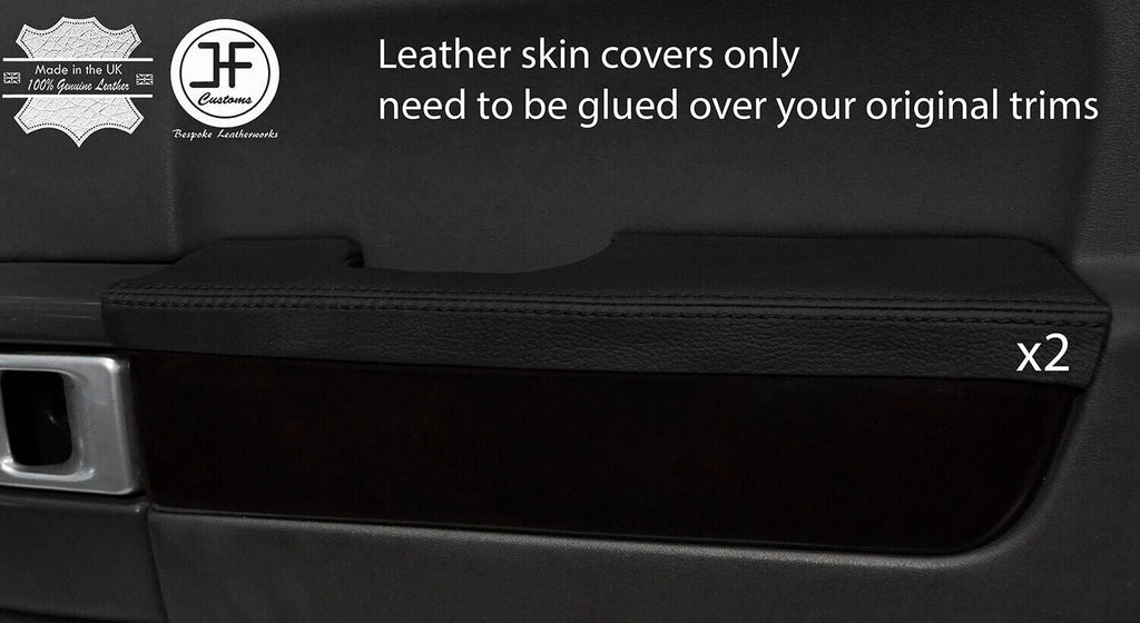 BLACK STITCH 2X FRONT DOOR ARMREST LEATHER COVERS FITS RANGE ROVER VOGUE 06-12
