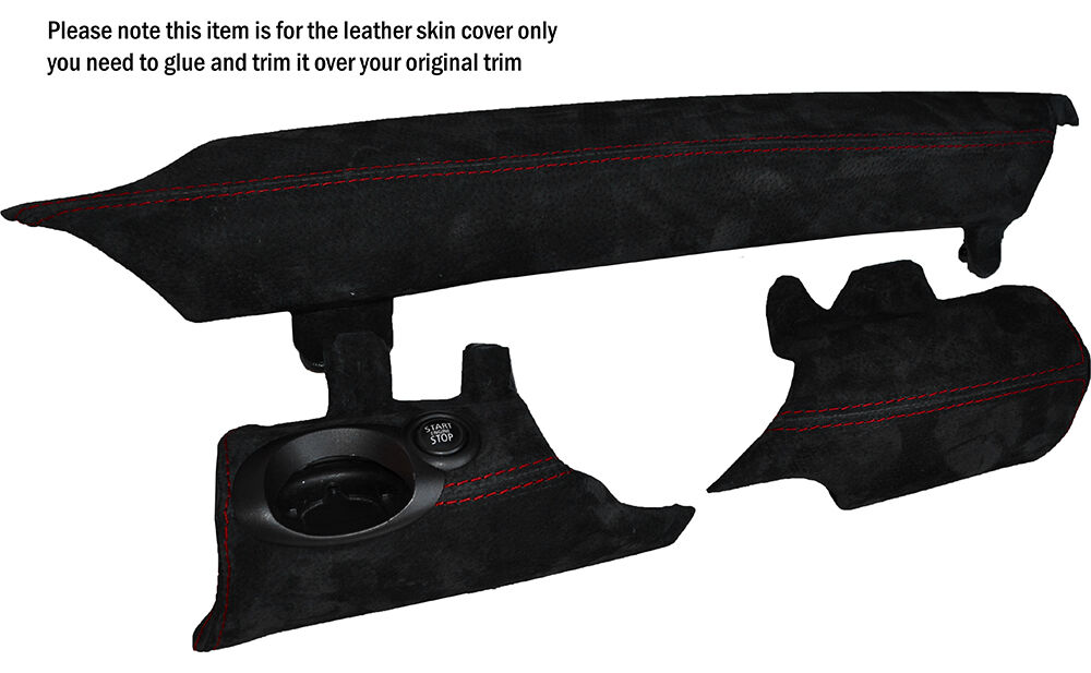 RED STITCH 3 PIECE LOWER DASH TRIM SUEDE SKIN COVERS FITS BMW MINI R56 07-14