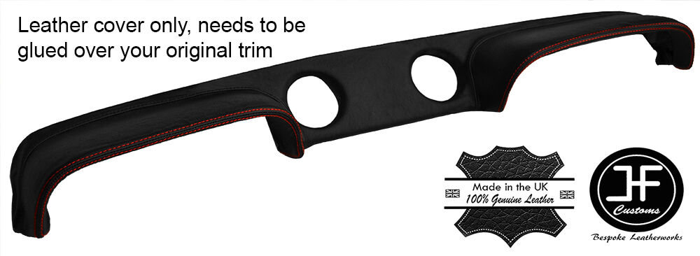 RED STITCH TWIN COWL POD TOP DASH DASHBOARD LEATHERCOVER FITS FORD ESCORT MK1