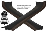 BLACK & BROWN 2X A PILLAR LEATHER COVER FOR PORSCHE CARRERA 911 996 CONVERTIBLE