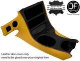 BLACK & YELLOW LEATHER CONSOLE SHIFT BEZEL SURROUND COVER FOR CORVETTE C5 97-04