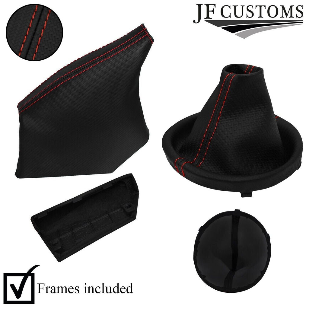 RED STITCH CARBON VINYL SET COVERS + FRAMES FOR SUBARU IMPREZA WRX STI 15-18