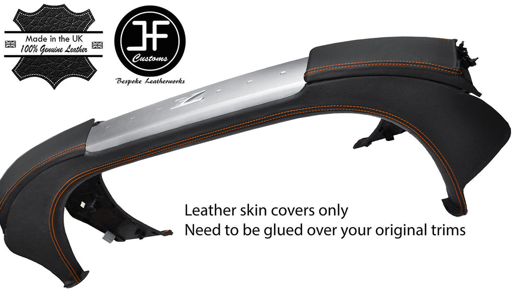 ORANGE STITCH REAR STRUT BAR TOWER LEATHER COVERS FITS NISSAN 350Z 02-09 COUPE