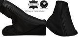 BLACK & BLACK REAL LEATHER GEAR & HANDBRAKE GAITER FITS FORD MUSTANG 2015-2017