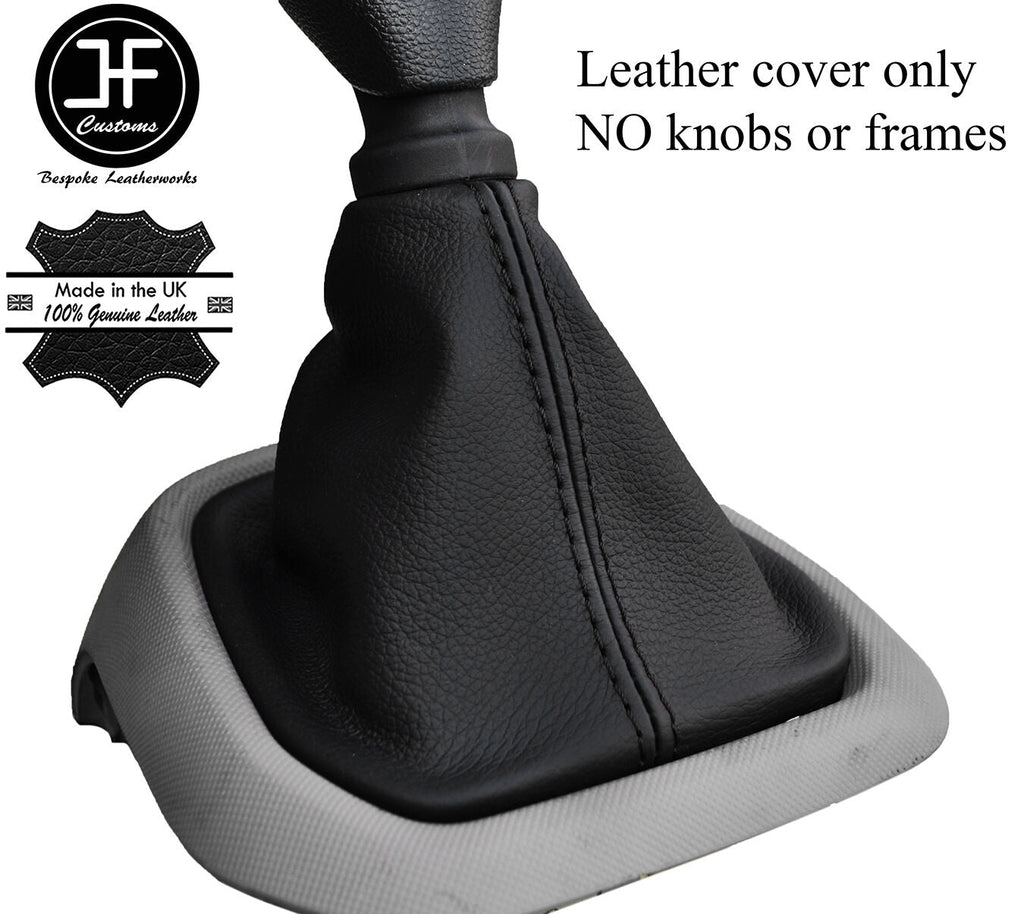 BLACK STITCHING MANUAL LEATHER GEAR STICK GAITER FITS HYUNDAI I10 2014-2017