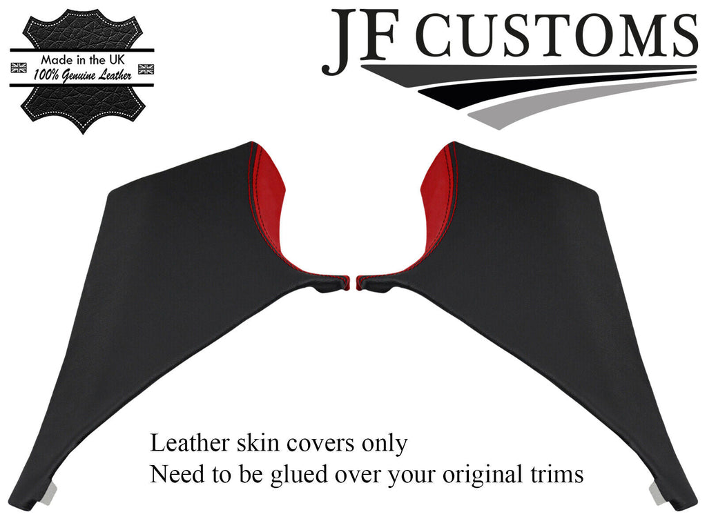 D RED & BLACK LEATHER 2X REAR C PILLAR COVERS FITS BMW 3 SERIES F30 11-18 SALOON
