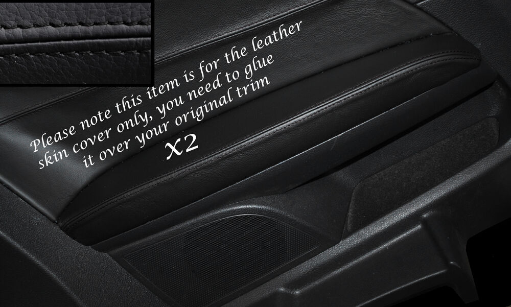 BLACK STITCHING 2X REAR DOOR ARMREST SKIN COVERS FITS VW SCIROCCO 2008-2014