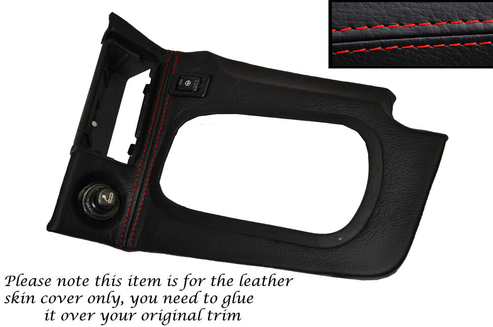 RED STITCH AUTO AUTOMATIC GEAR SURROUND LEATHER COVER FITS NISSAN SKYLINE R34