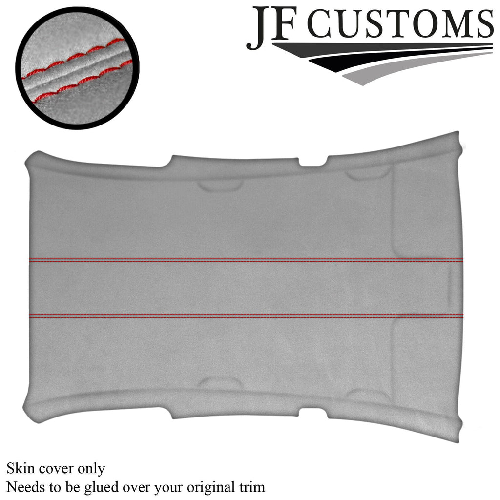 RED STITCH L GREY SUEDE HEADLINER COVER FOR SUBARU IMPREZA MK3 07-11 5 DOOR