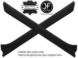 BLACK STITCH 2X A PILLAR REAL LEATHER COVERS FITS RANGE ROVER CLASSIC STYLE 2